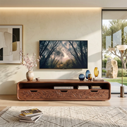 Botanical Carved Wood TV Stand with Storage | Elegant Media Console HG021-5BGB8ID