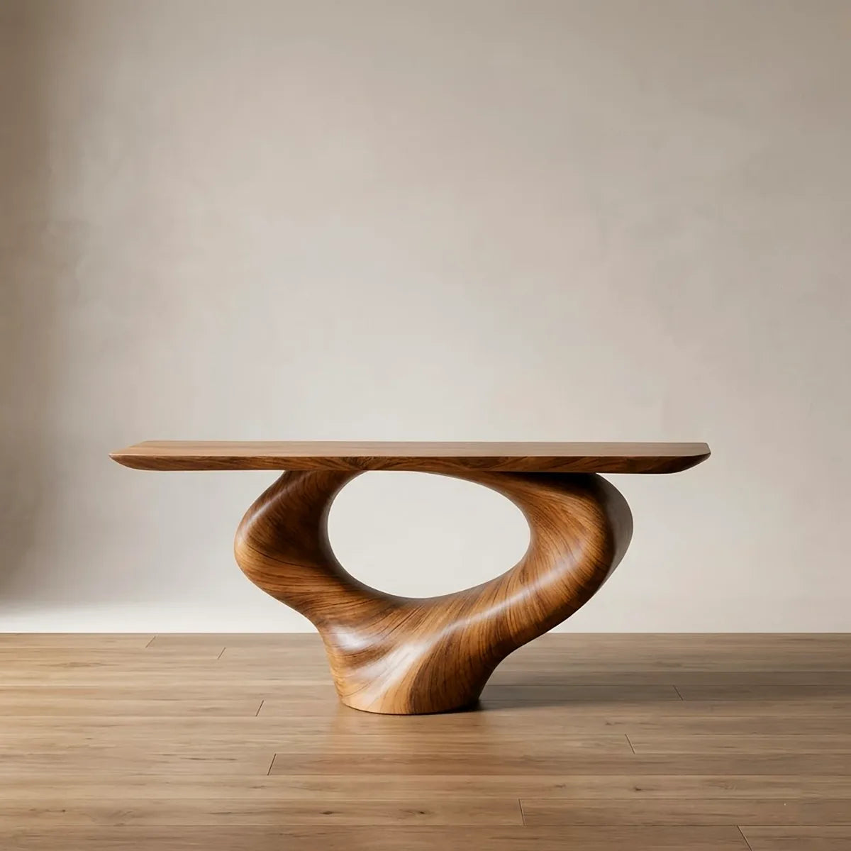 Sculptural Wood Console Table, Organic Modern Entryway Table