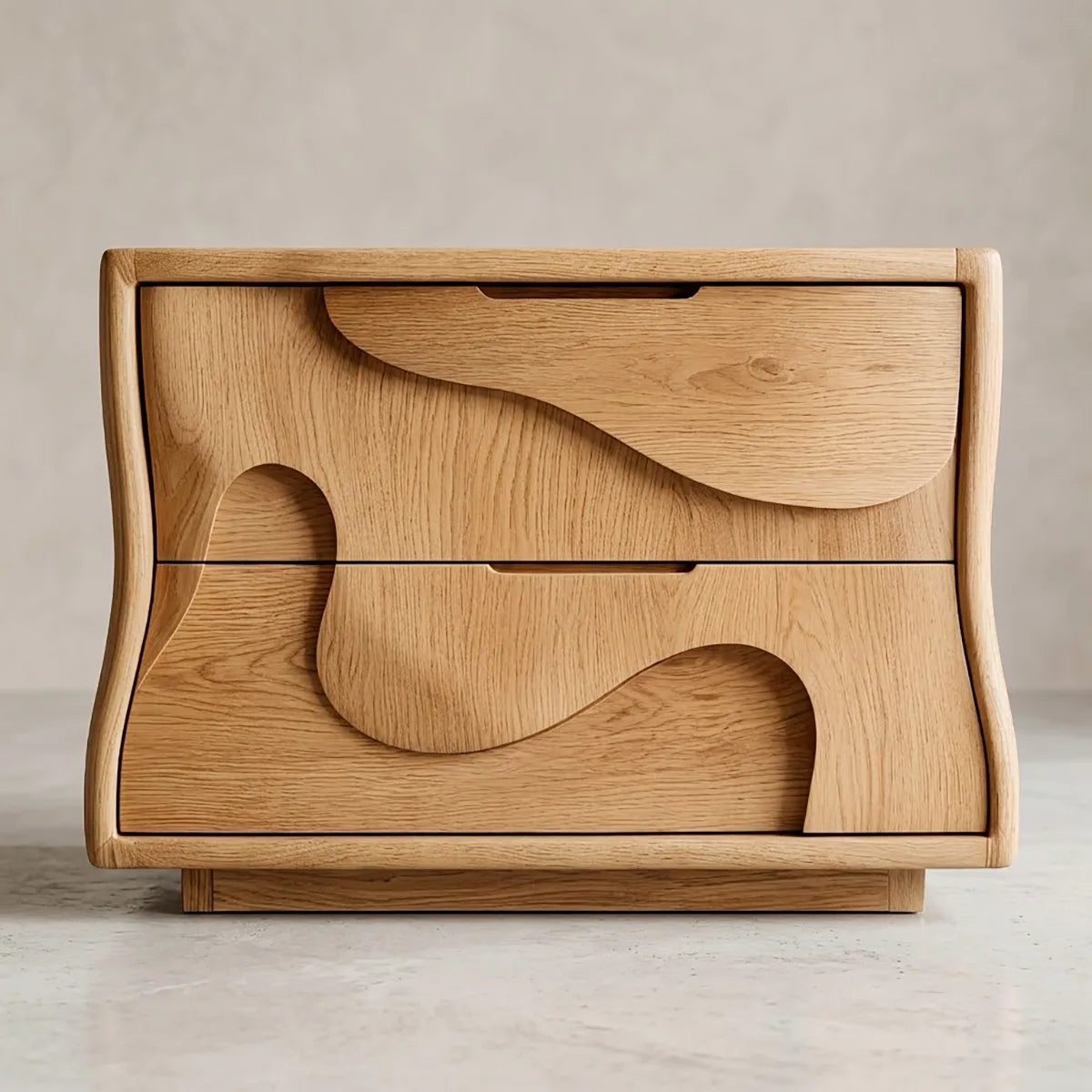 Artistic Solid Wood Nightstand with Two Drawers for Modern Bedrooms HG021-5195