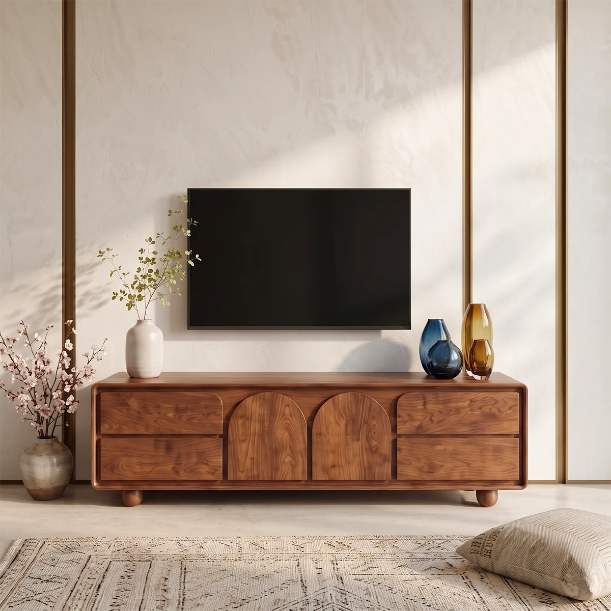 Arched Door Wood TV Stand with Storage | Modern Media Console HG021-8LBM2PX