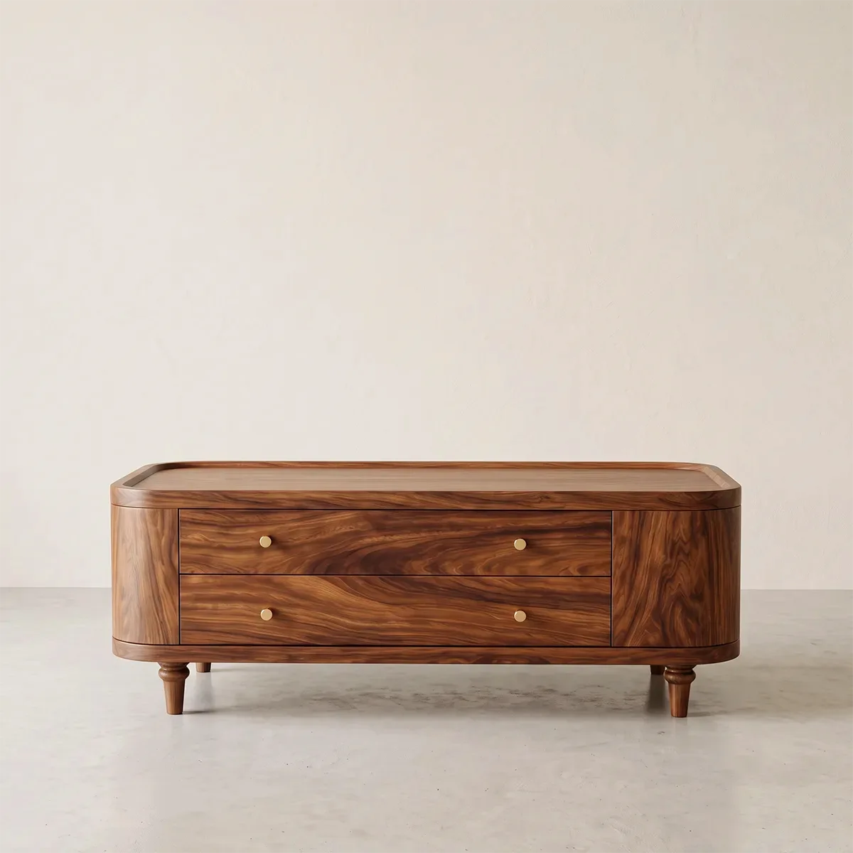 Rectangular Coffee Table with 2 Storage Drawers & Rounded Corners | Modern Living Room Table HG021-5JOP8KT