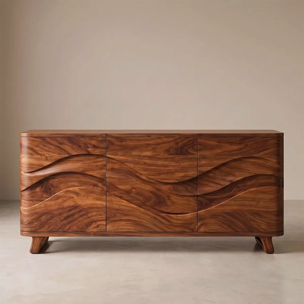 Sculptural Wave Sideboard with Concealed Storage | Modern Statement Storage Cabinet HG021-3YUO8VQ