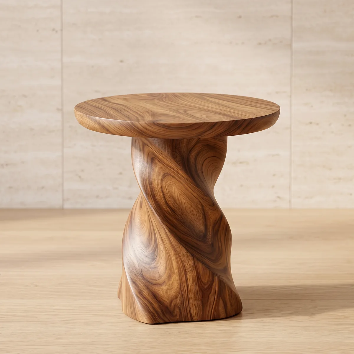Modern Round End Table | Sculptural Pedestal Accent Side Table for Living Room HG021-9MFE4DB