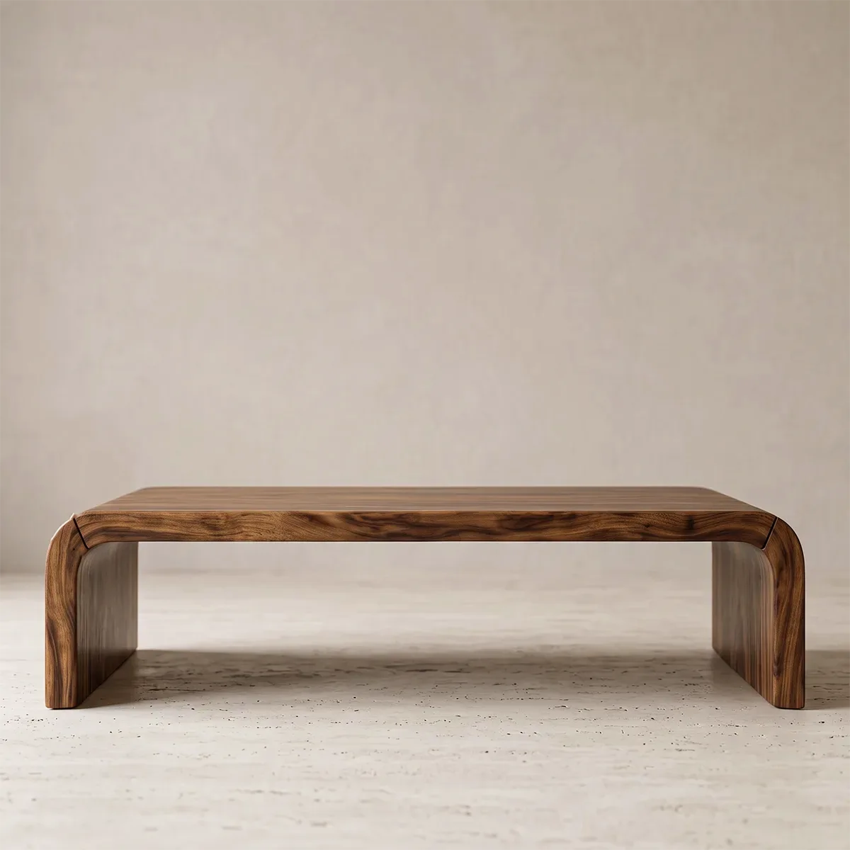 Modern Waterfall Coffee Table with Rounded Corners | Low Profile Center Table HG021-3PQS7ZO