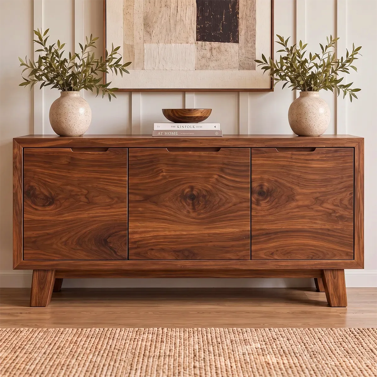 Modern 3-Panel Sideboard with Concealed Storage | Minimalist Living Room Storage Cabinet HG021-3CTB2ZR