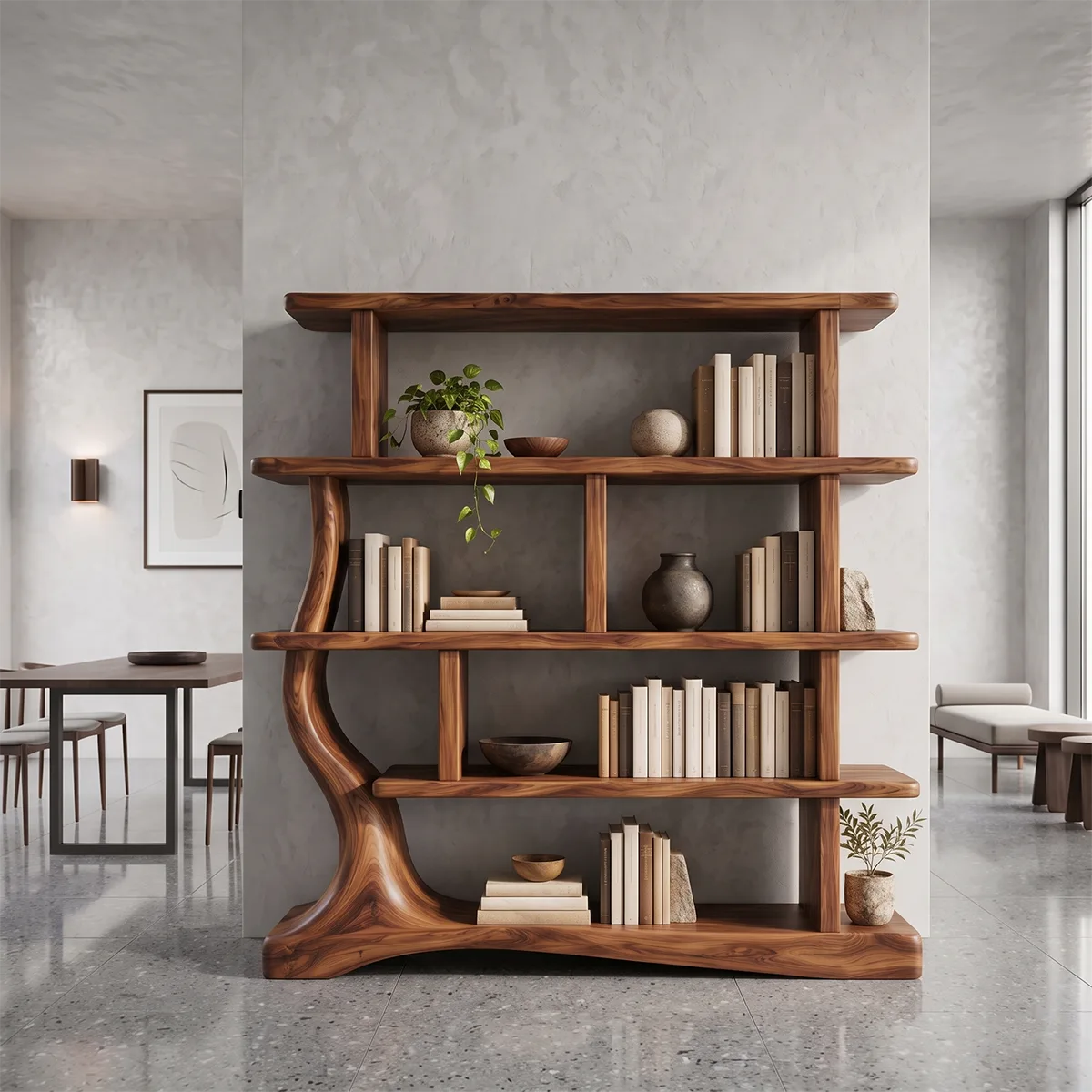 Sculptural Open Bookshelf | Organic Modern Bookcase with Curved Tree-Inspired Frame HG021-9GLV6OB