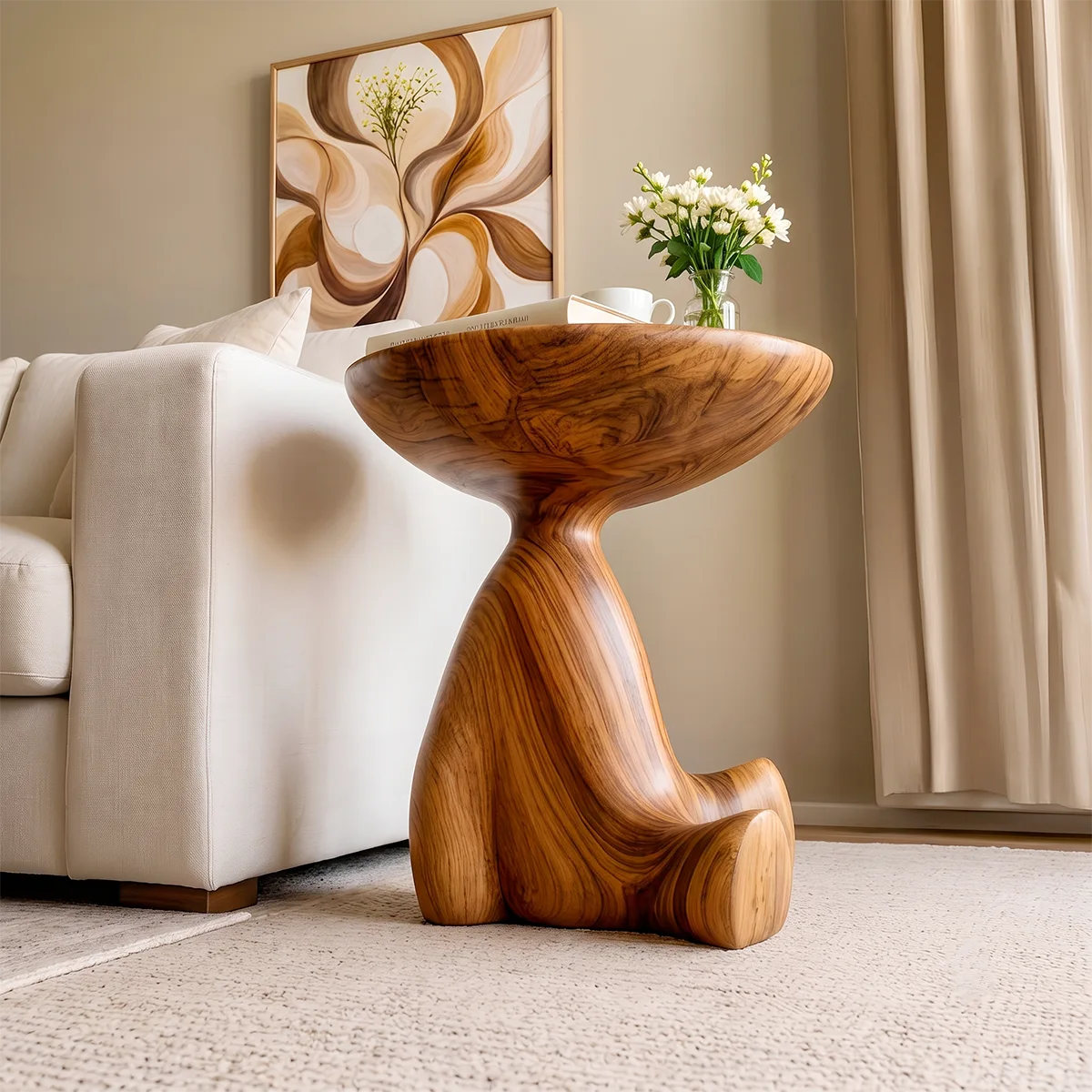 Modern Sculptural End Table | Organic Round Accent Side Table HG021-2912