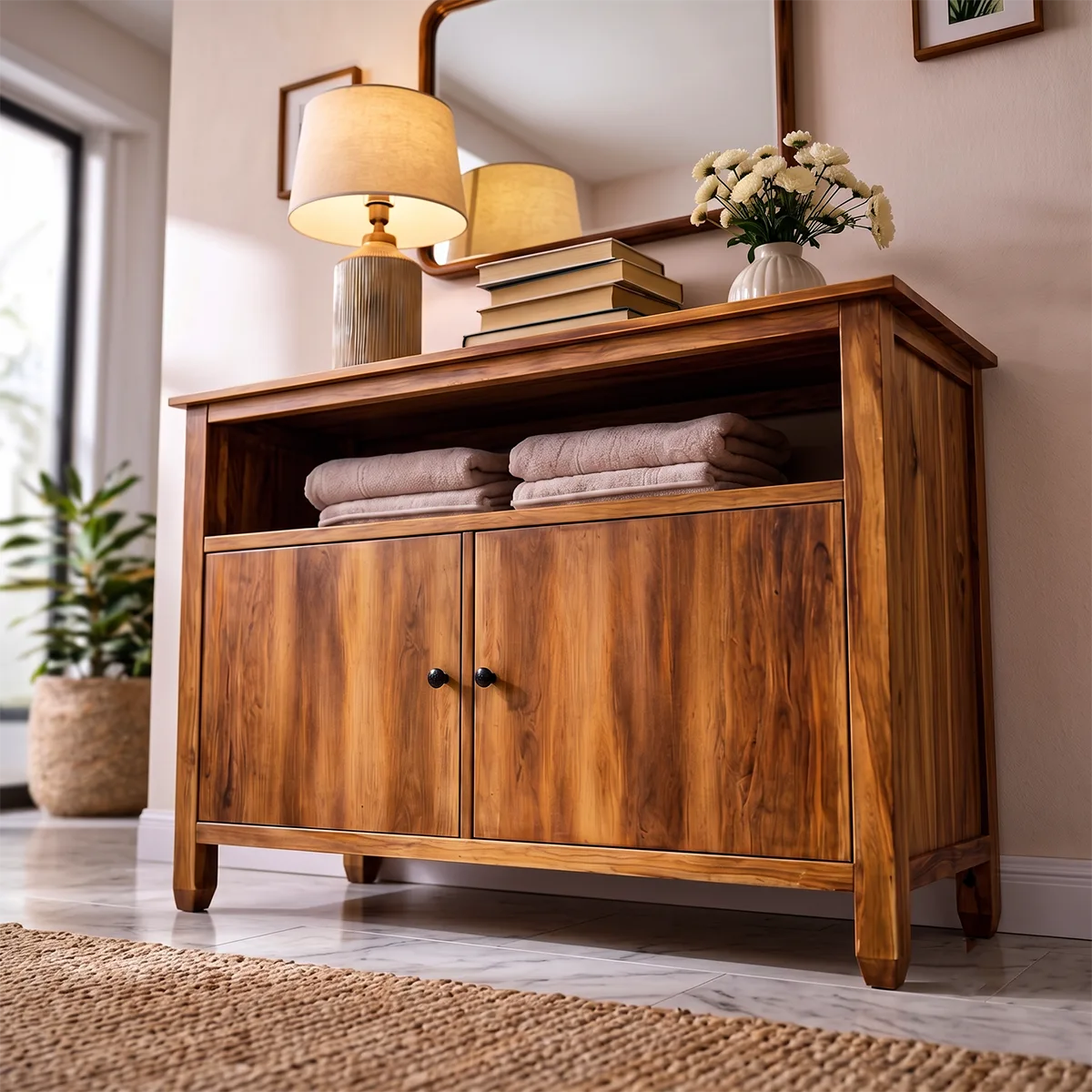 Modern Sideboard with 2 Cabinet Doors and Open Shelf | Versatile Storage Cabinet HG021-7GFQ9LV