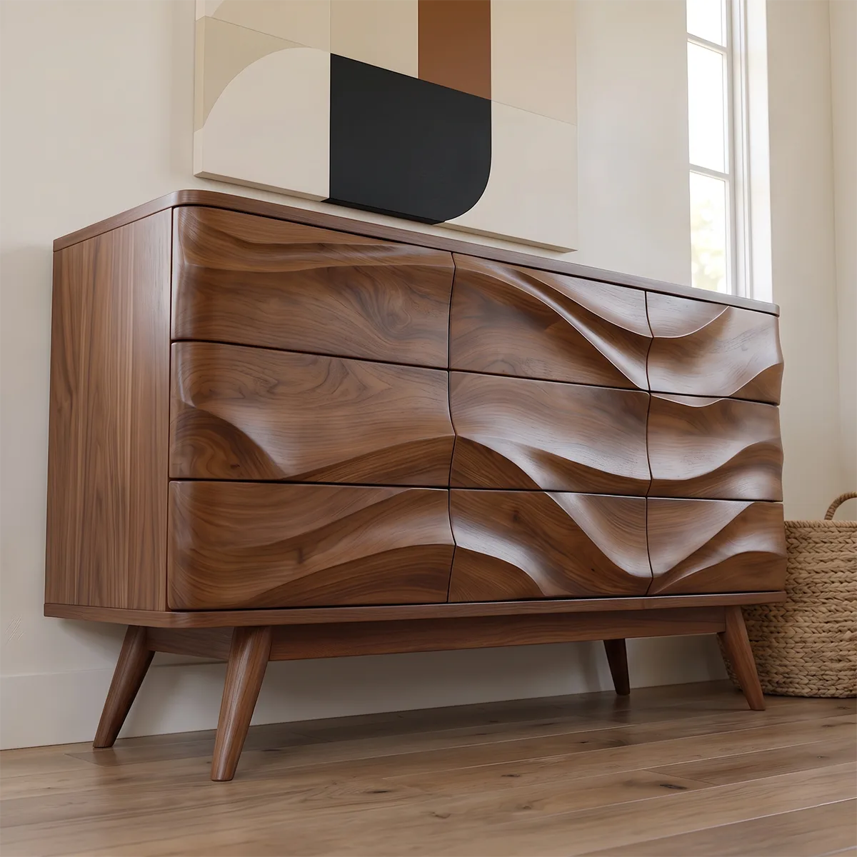 Sculptural Wave Sideboard with Concealed Storage | Modern Statement Storage Cabinet HG021-8RCI9CZ