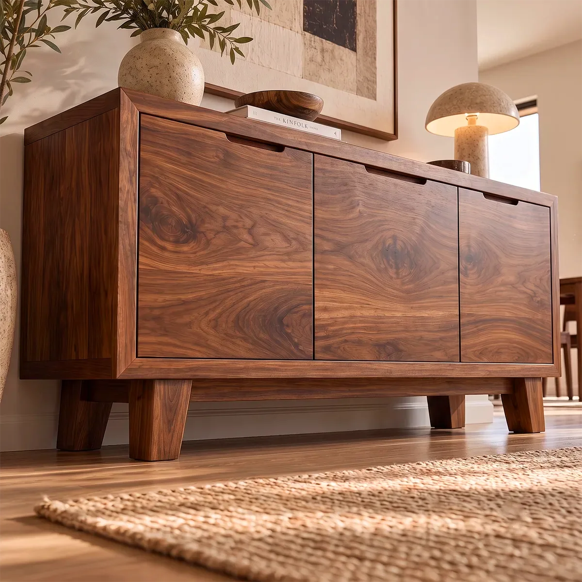 Modern 3-Panel Sideboard with Concealed Storage | Minimalist Living Room Storage Cabinet HG021-3CTB2ZR