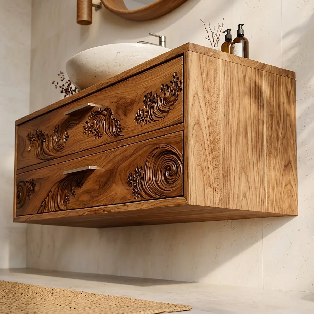 Floating Bathroom Vanity | Modern Decorative Wall Mounted Bathroom Cabinet HG021-2657