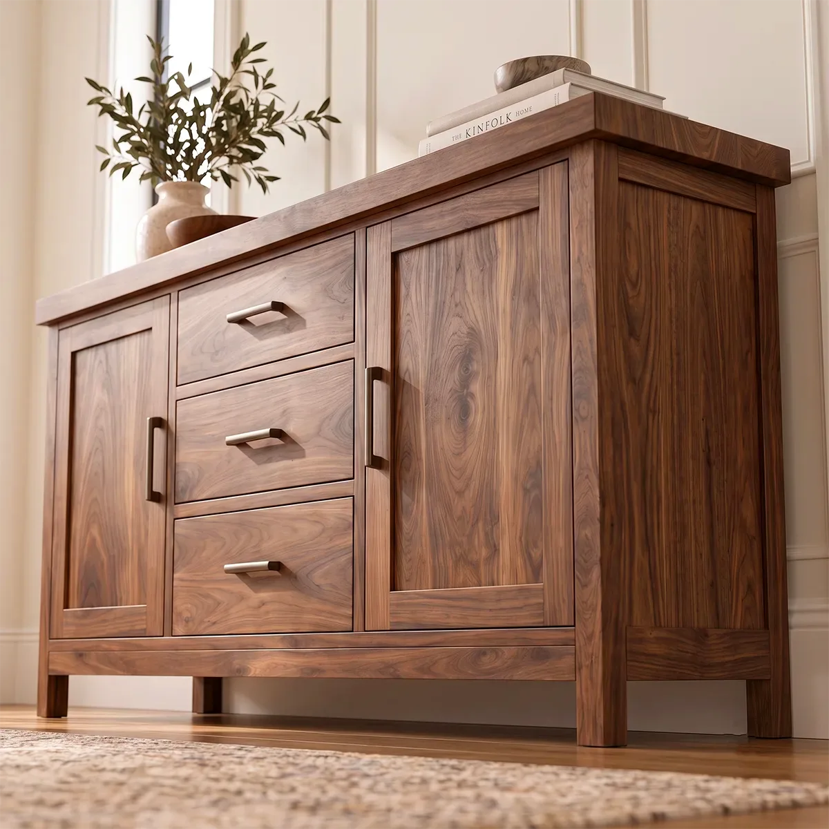 Modern Sideboard with 3 Drawers and 2 Cabinets | Spacious Dining Room Storage Cabinet HG021-5BXZ5UF