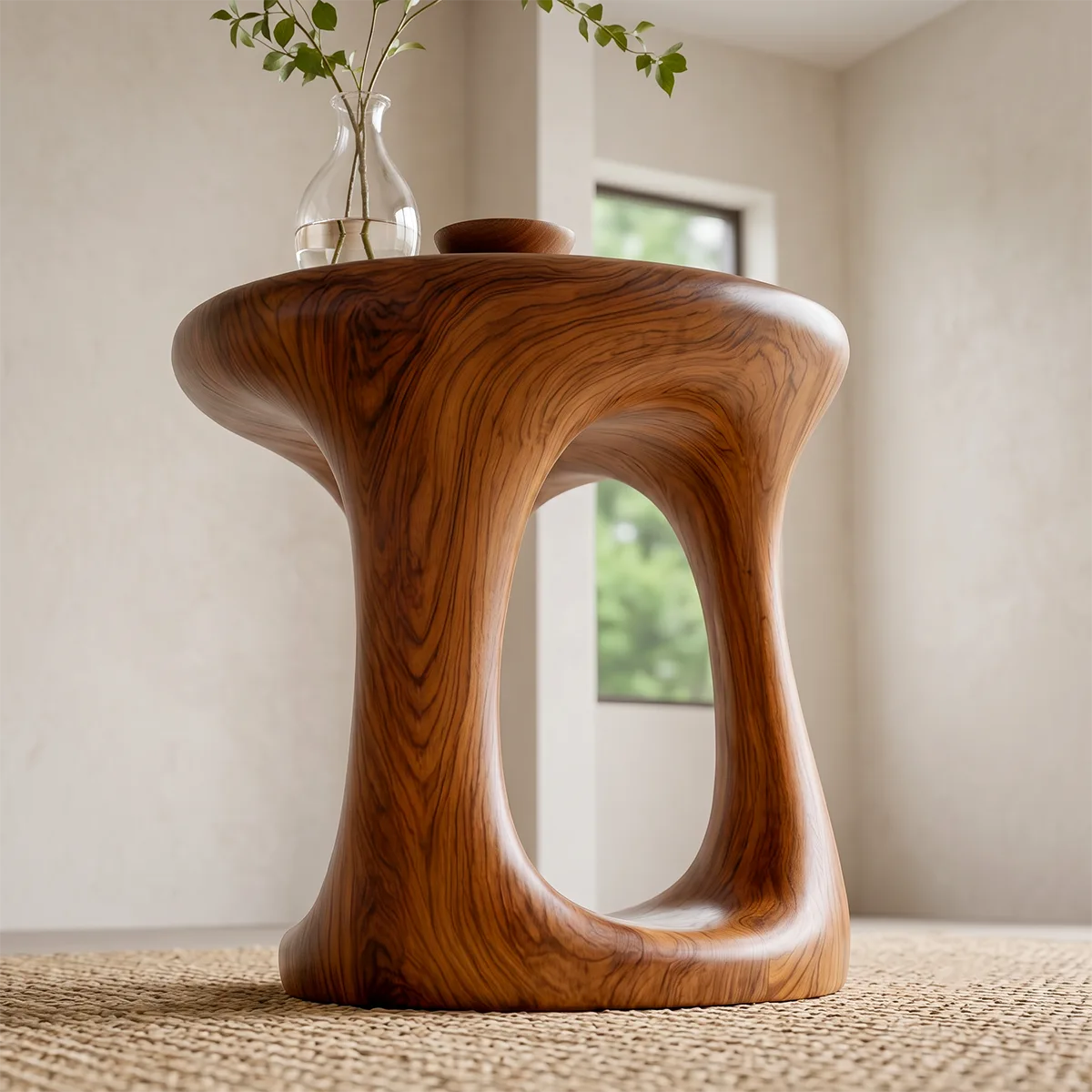 Modern Round End Table | Sculptural Open Pedestal Side Table HG021-5986