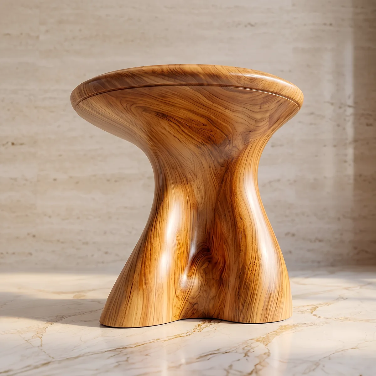 Modern Round End Table | Sculptural Pedestal Accent Side Table HG021-6926