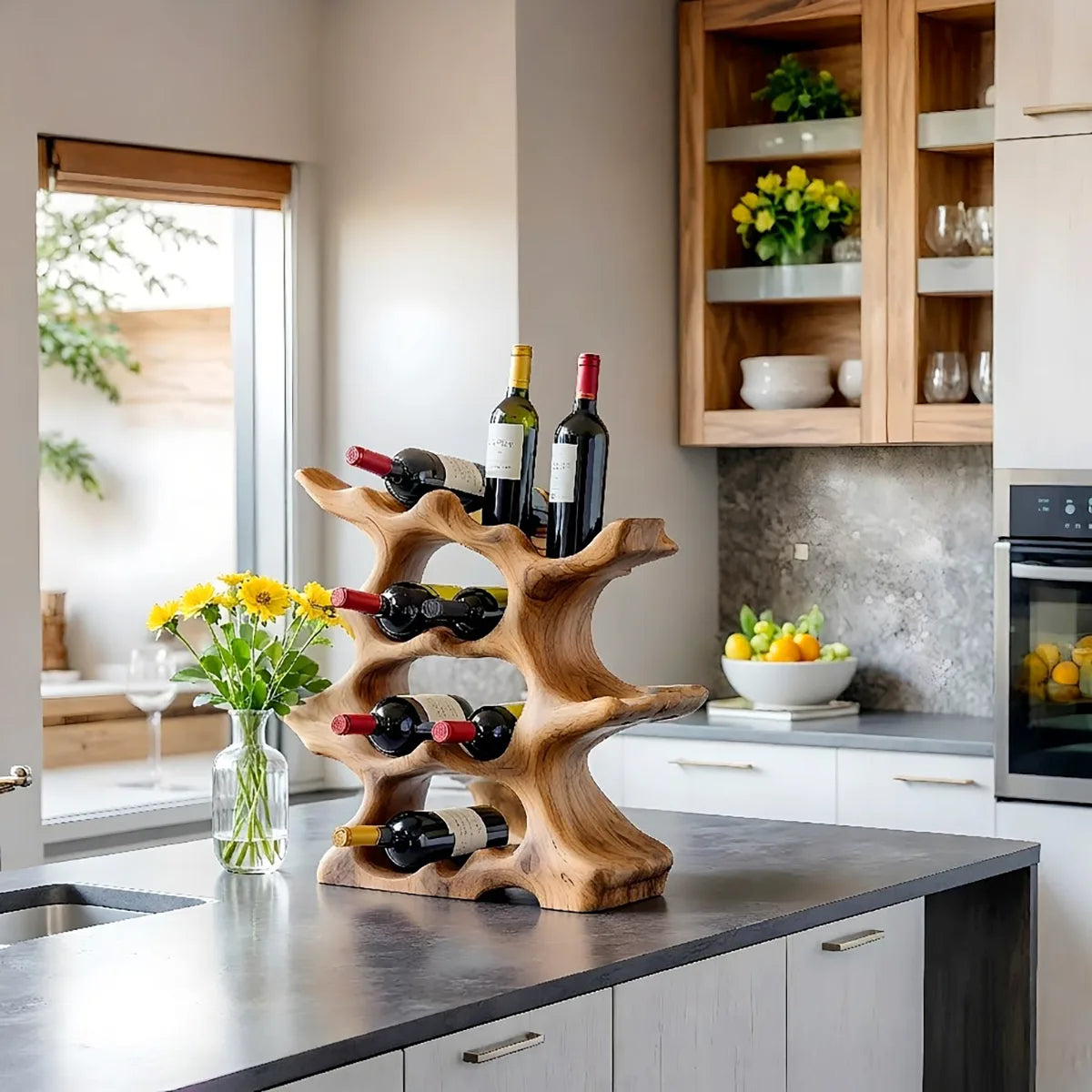 Solid Wood Tree Wine Rack | Handcrafted Bottle Holder HG021-5916