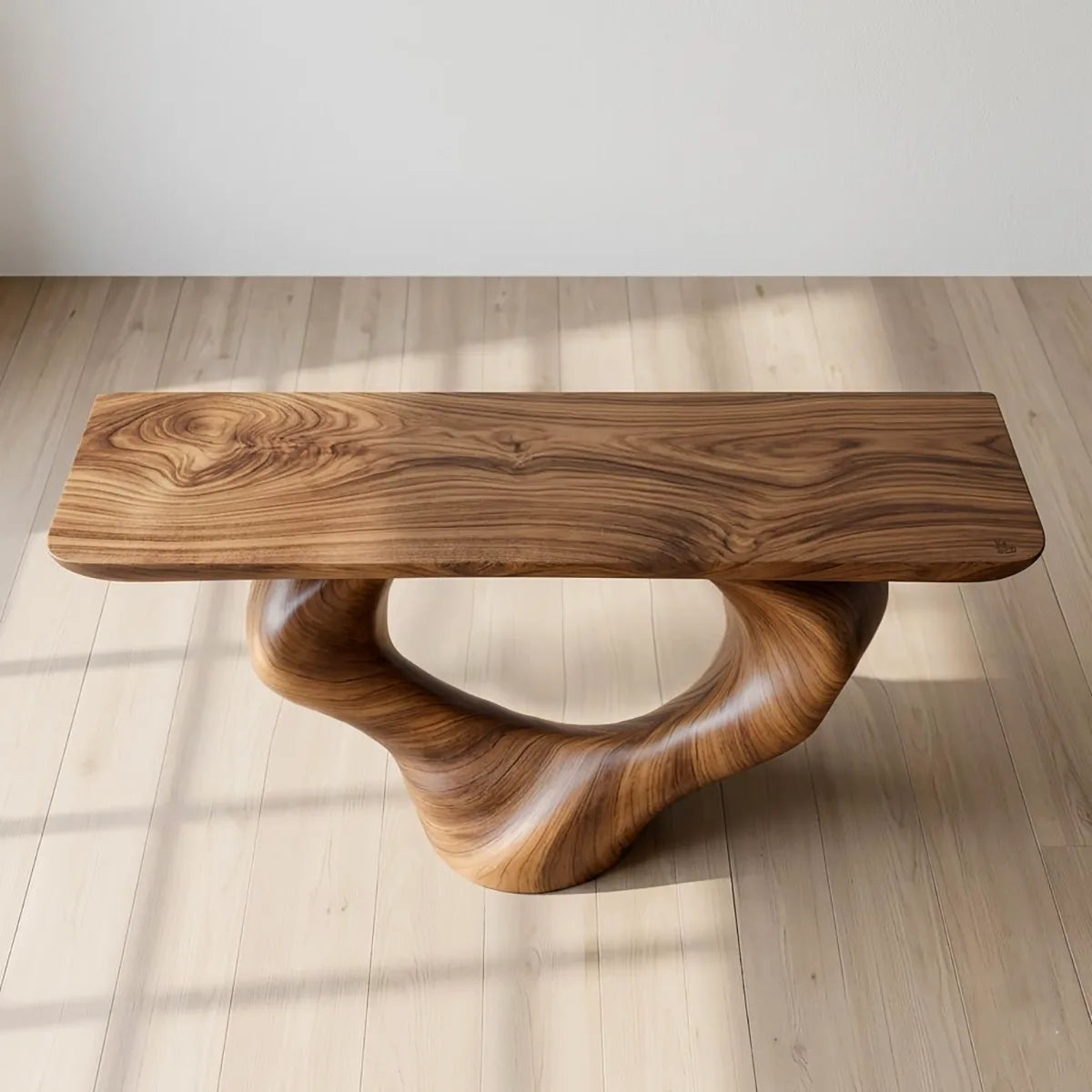 Sculptural Wood Console Table, Organic Modern Entryway Table