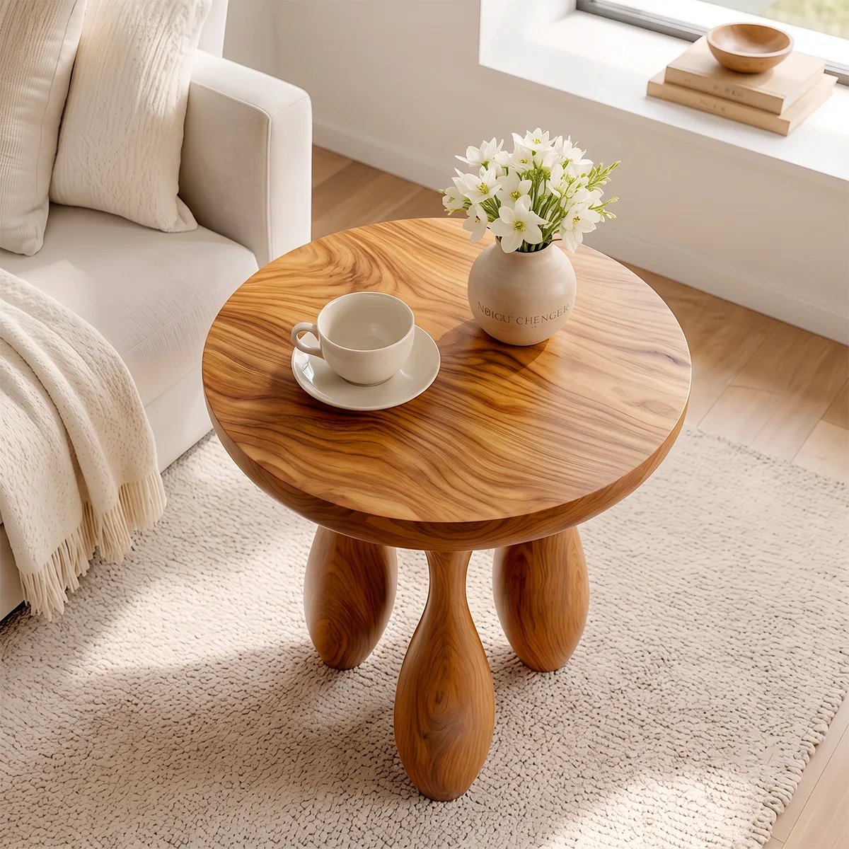 Modern Round End Table | Sculptural Four-Leg Accent Side Table HG021-1610
