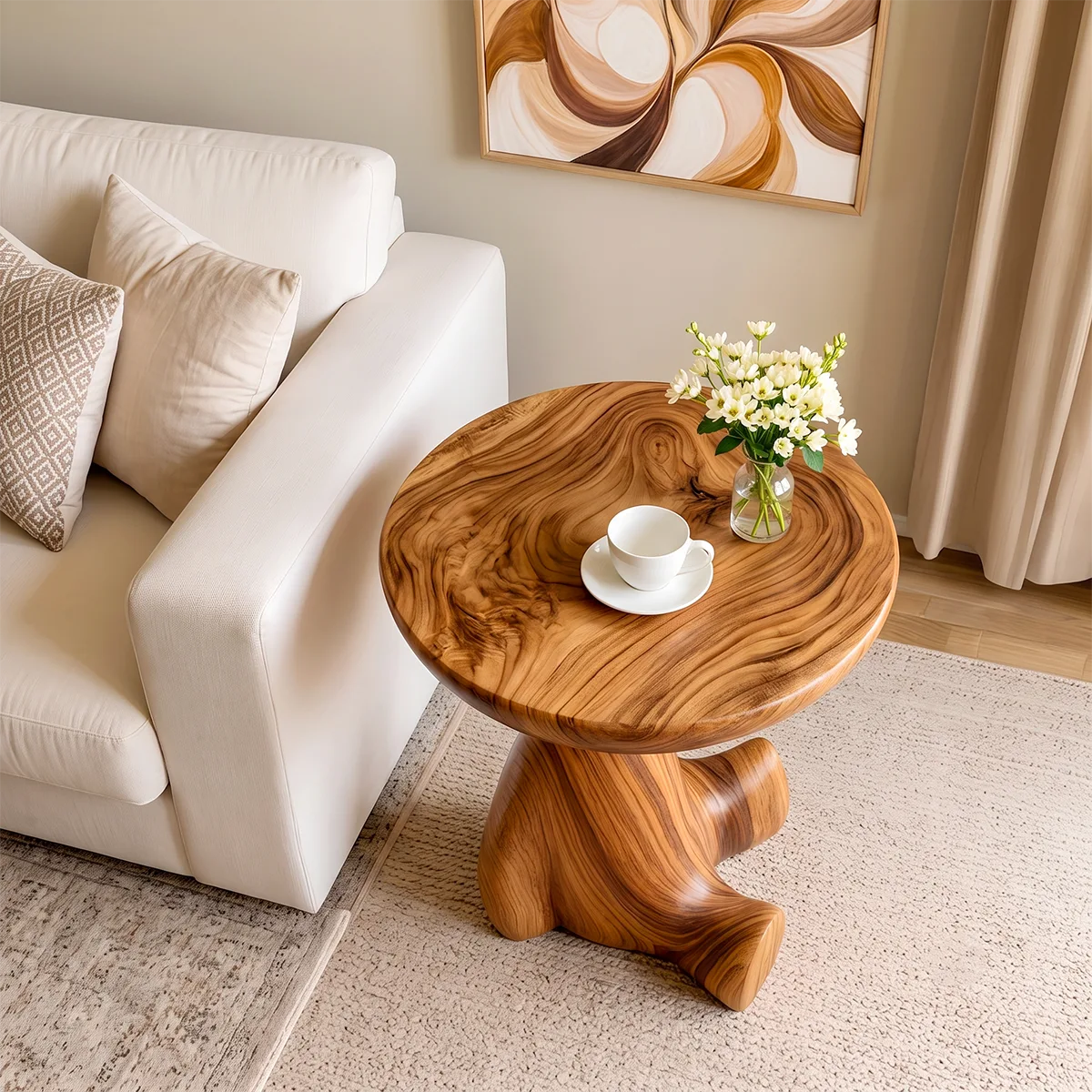 Modern Sculptural End Table | Organic Round Accent Side Table HG021-2912