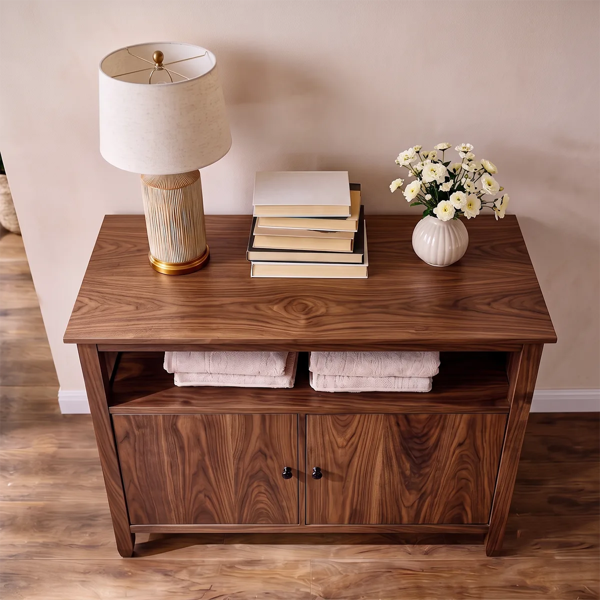 Modern Sideboard with 2 Cabinet Doors and Open Shelf | Versatile Storage Cabinet HG021-7GFQ9LV