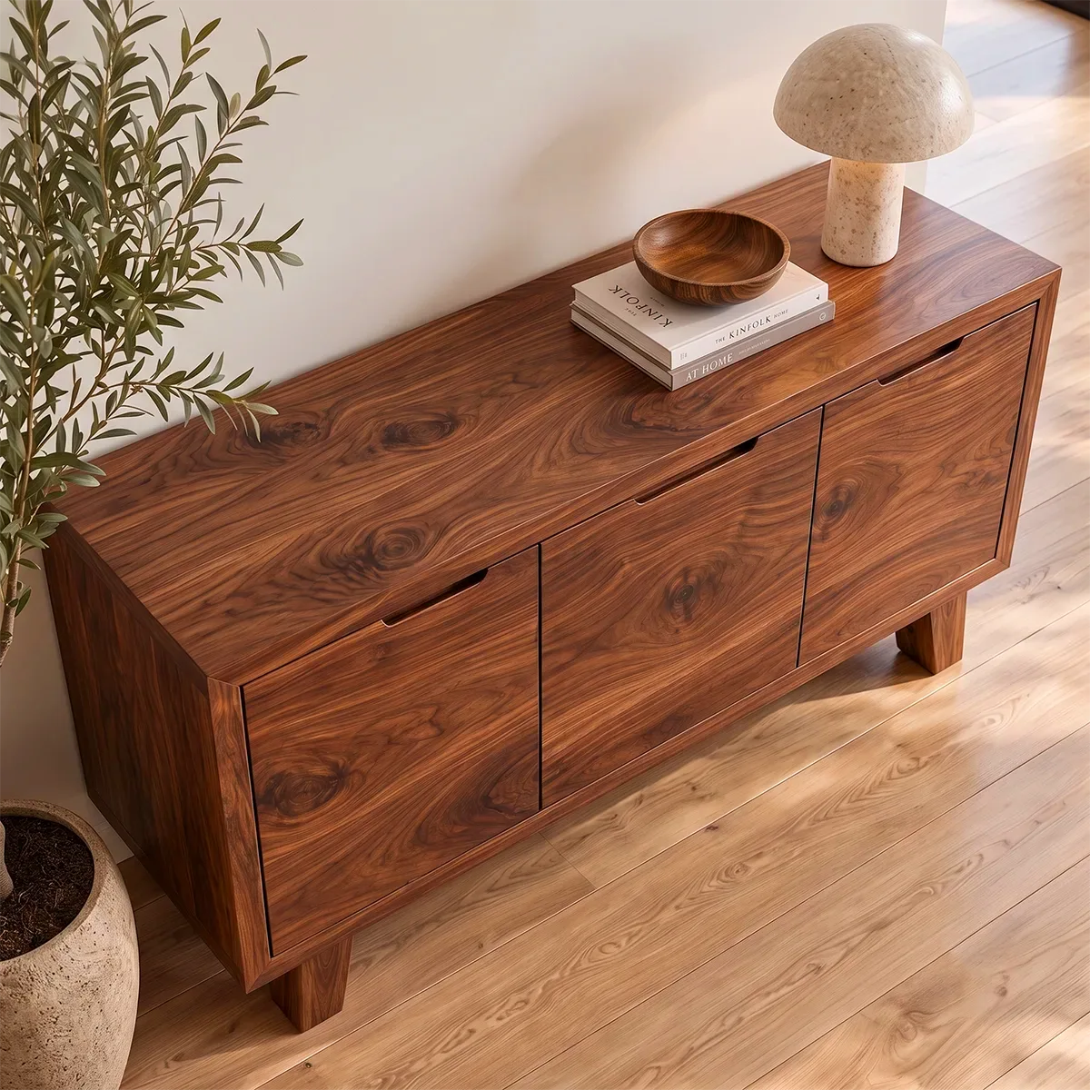 Modern 3-Panel Sideboard with Concealed Storage | Minimalist Living Room Storage Cabinet HG021-3CTB2ZR