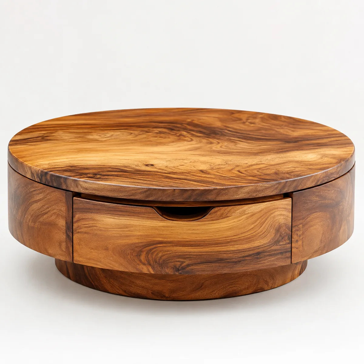 Round Coffee Table with Storage Drawer | Modern Low Profile Center Table HG021-2SOJ4AX