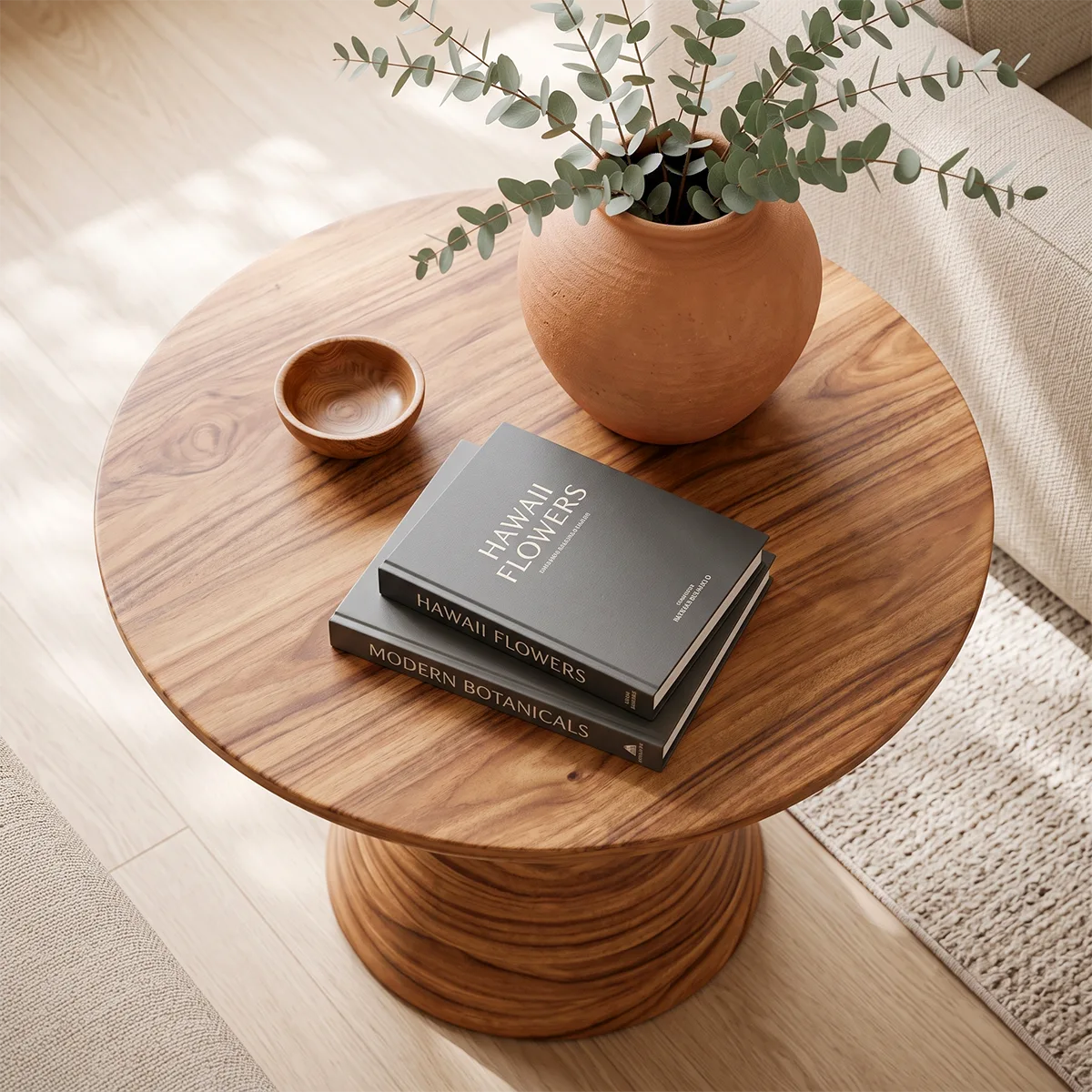 Modern Round End Table | Sculptural Pedestal Side Table for Living Room HG021-7642