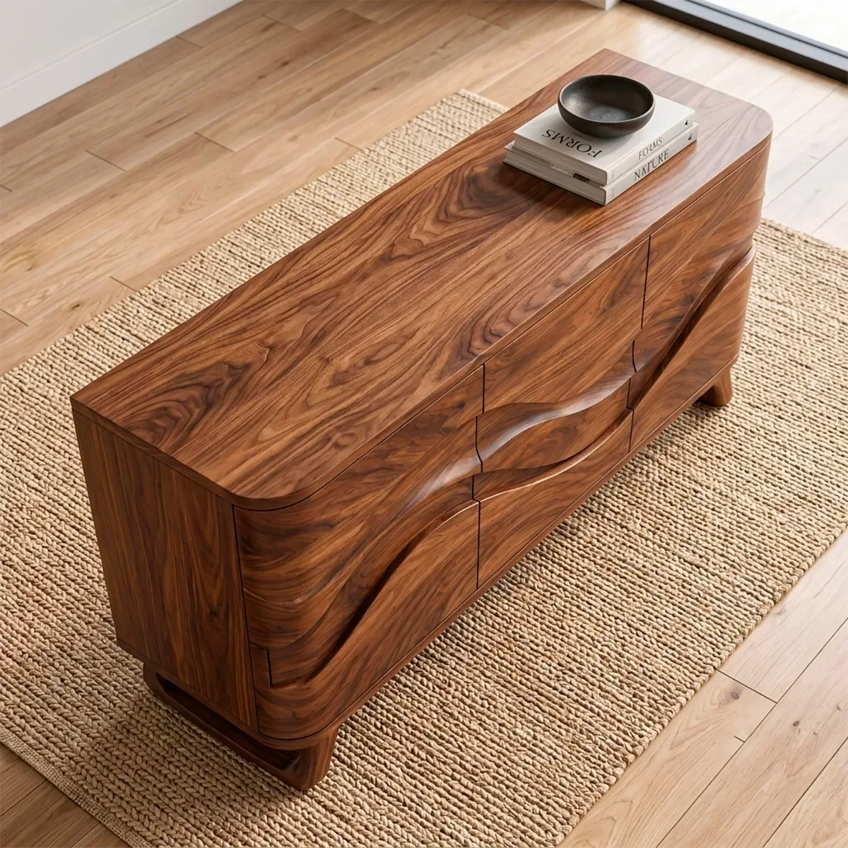 Sculptural Wave Sideboard with Concealed Storage | Modern Statement Storage Cabinet HG021-3YUO8VQ