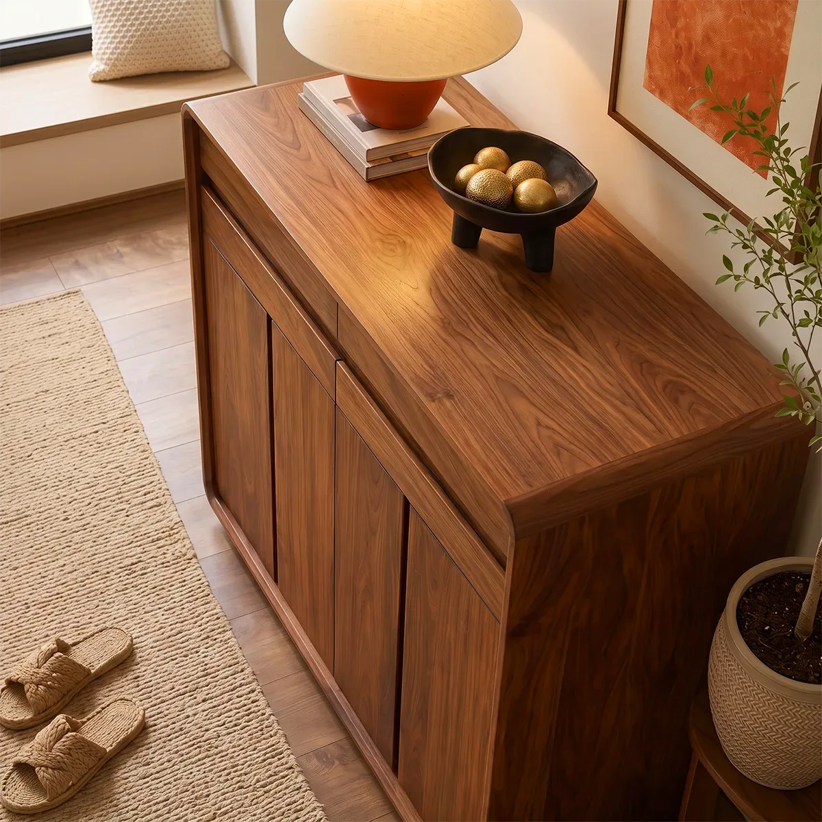 Modern Sideboard with Concealed Storage and Rounded Corners | Rounded Storage Cabinet HG021-9CNZ4OR