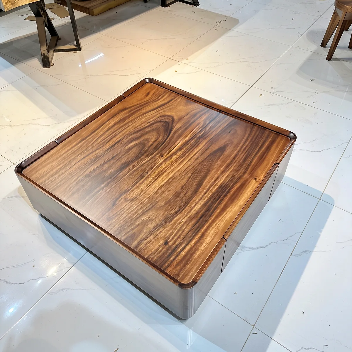 Square Coffee Table with Hidden Storage Drawer | Modern Low Profile Center Table HG021-5UQU1VD