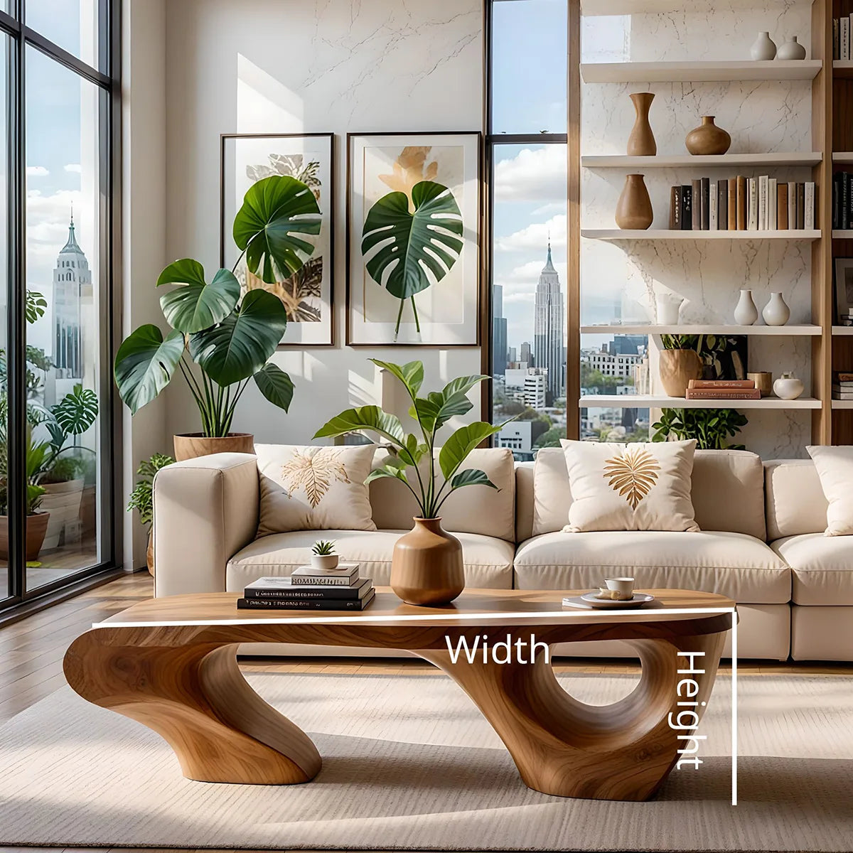 Modern Abstract Sculptural Solid Wood Coffee Table