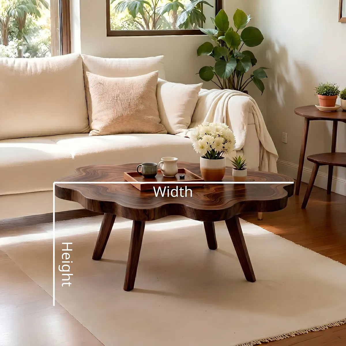Handcrafted Modern Live Edge Wood Coffee Table with Natural Silhouette