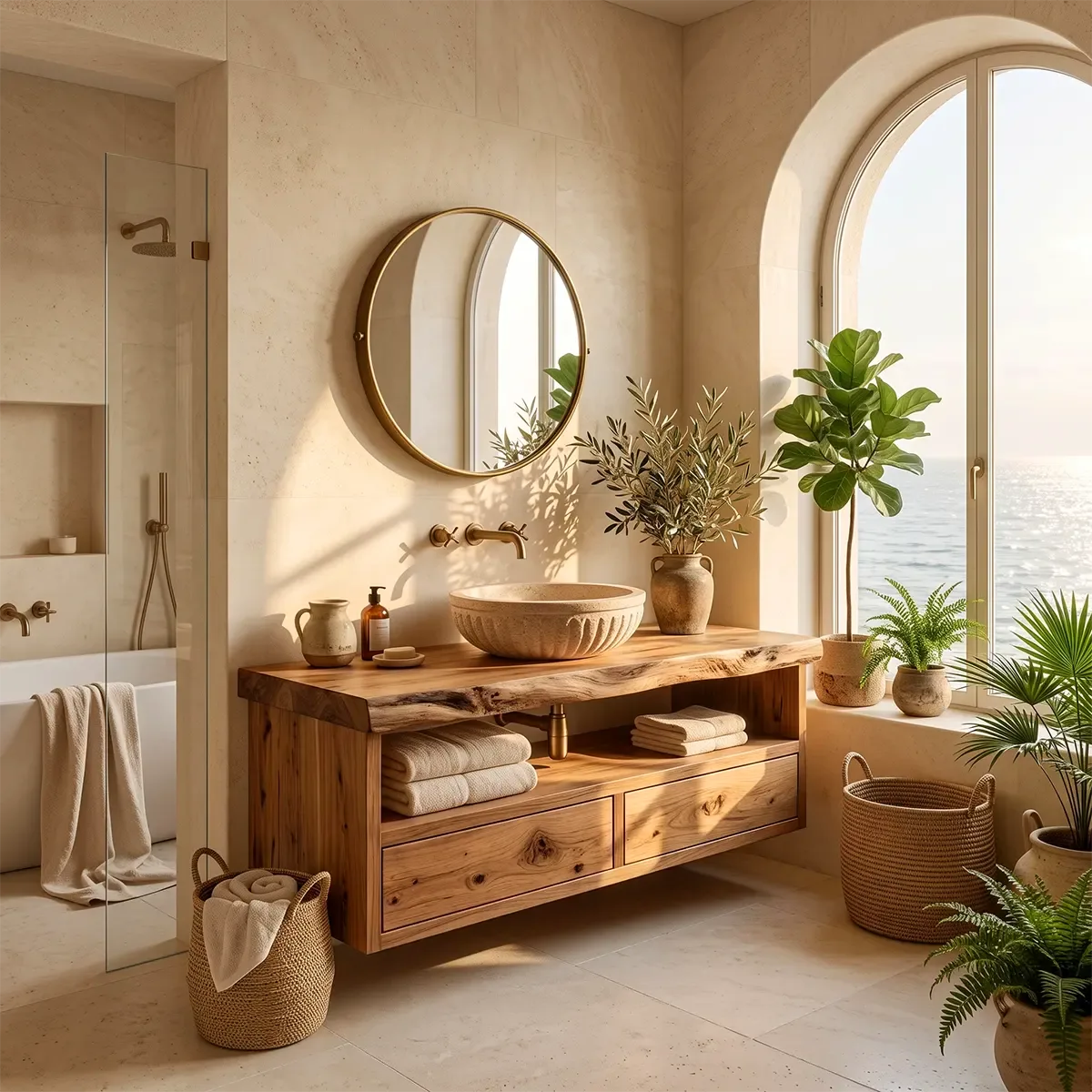 Floating Bathroom Vanity with 2 Drawers & Open Shelf | Modern Wall-Mounted Vanity TT006-4QKW7RF