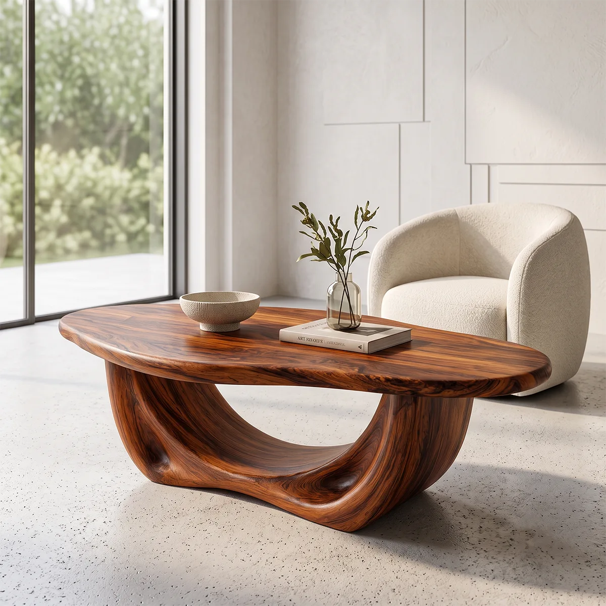 Sculptural Oval Coffee Table with Curved Loop Base | Organic Modern Living Room Center Table TT006-6OIS5KS