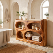 Sculptural Bathroom Storage Cabinet | Freestanding Open Shelf Console TT006-8PTB5CJ