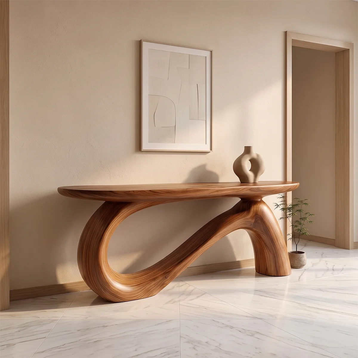 Modern Sculptural Console Table | Organic Entryway Hallway Accent Table TH003-2701