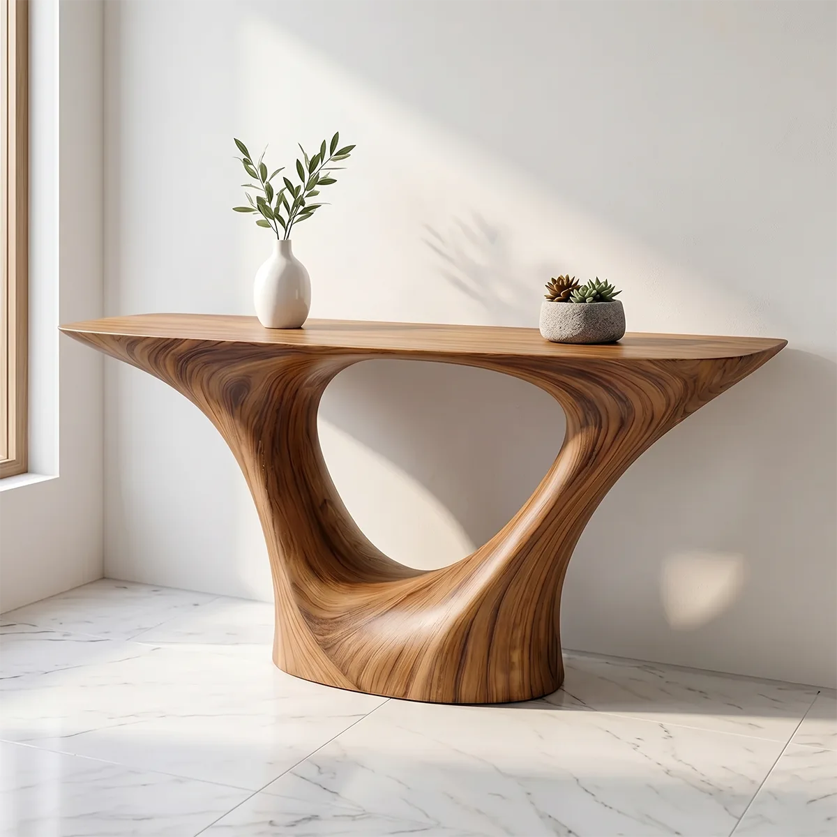 Natural Wood Console Table for Modern Entryway