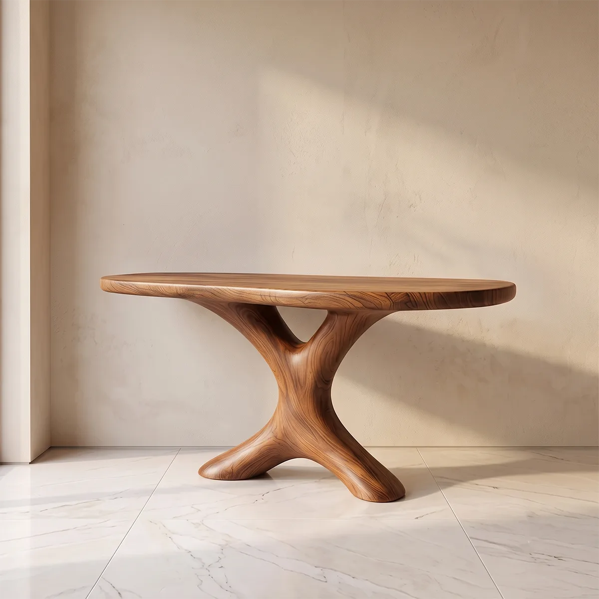 Modern Sculptural Console Table | Organic Entryway Accent Table with Architectural Pedestal TH003-1525