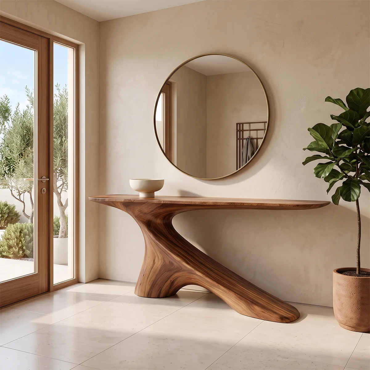 Modern Organic Console Table | Sculptural Entryway Hallway Accent Table TH003-5210