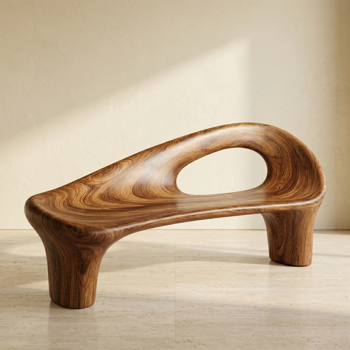 Contemporary Organic Outdoor Bench with Flowing Sculptural Form TH003-7210