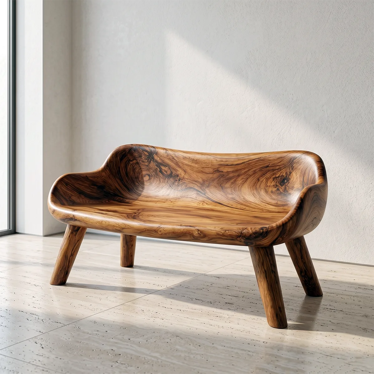 Organic Sculptural Garden Bench with Integrated Curved Backrest TH003-2560