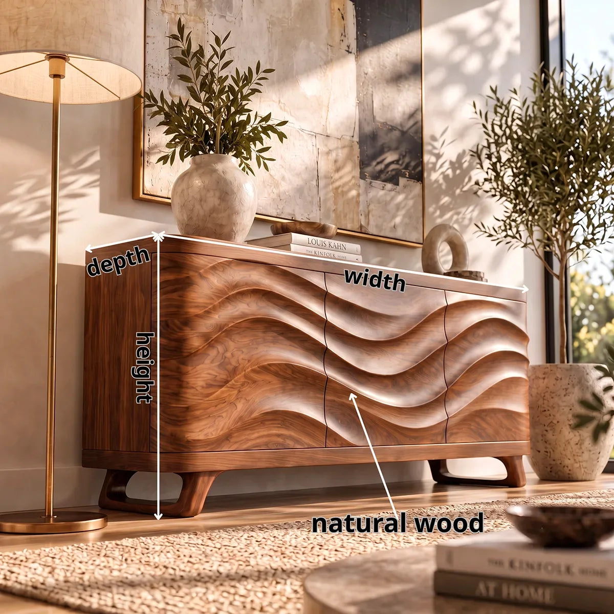 Sculptural Wave Sideboard with Concealed Storage | Modern Statement Storage Cabinet HG021-3MAI3XH