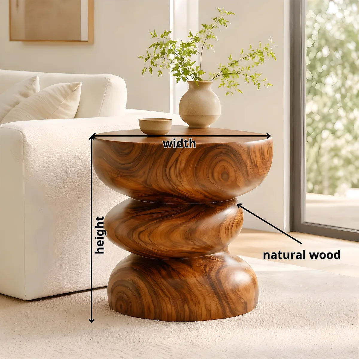 Modern Round End Table | Sculptural Stacked Pedestal Accent Table HG021-3666