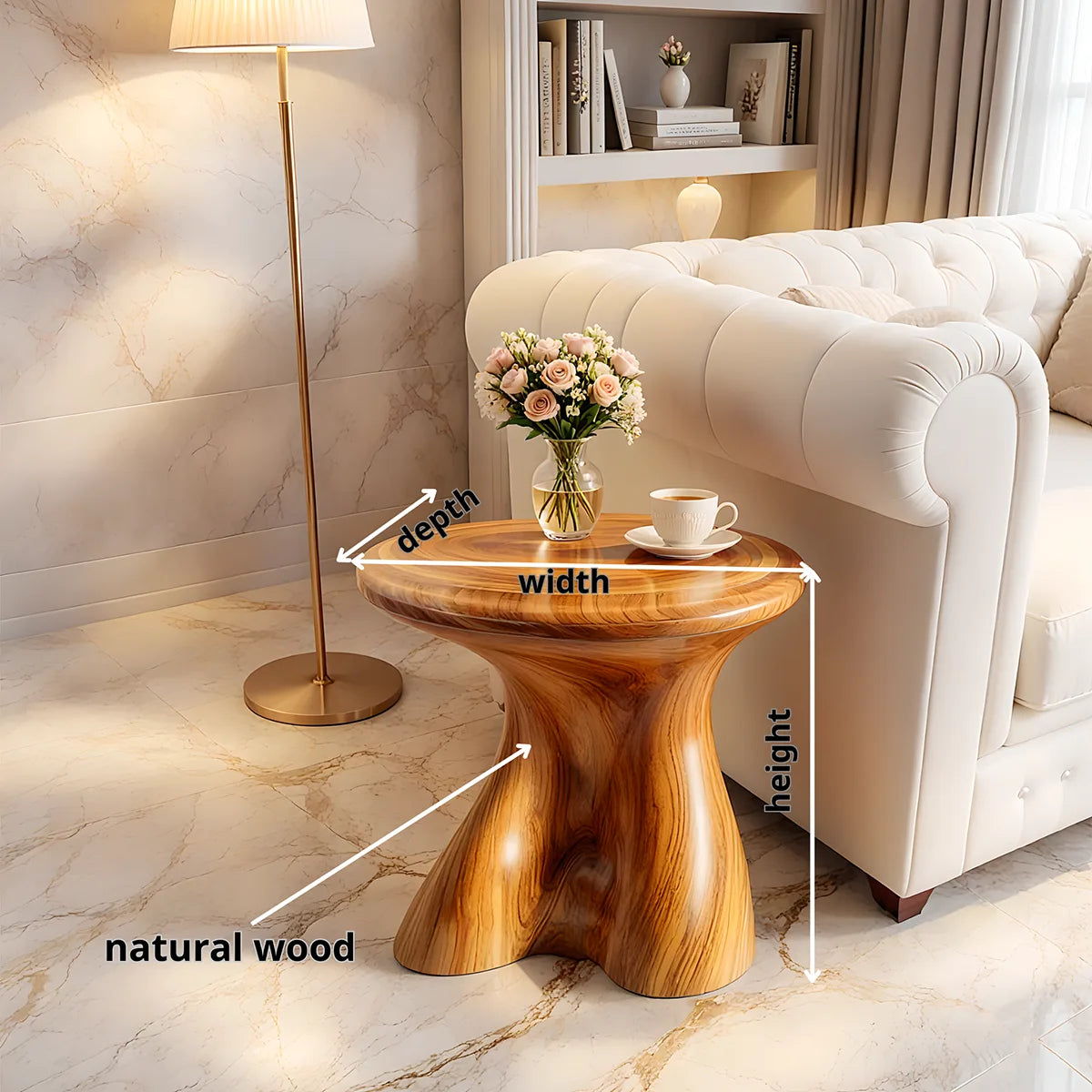 Modern Round End Table | Sculptural Pedestal Accent Side Table HG021-6926