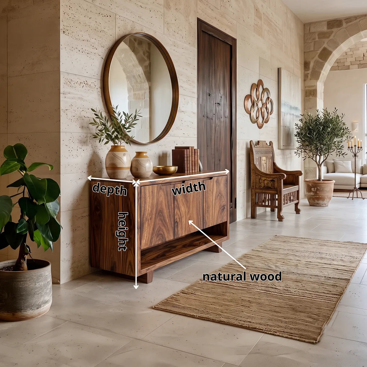 3-Panel Sideboard with Open Lower Shelf | Modern Living Room Storage Cabinet HG021-1EZP9IC