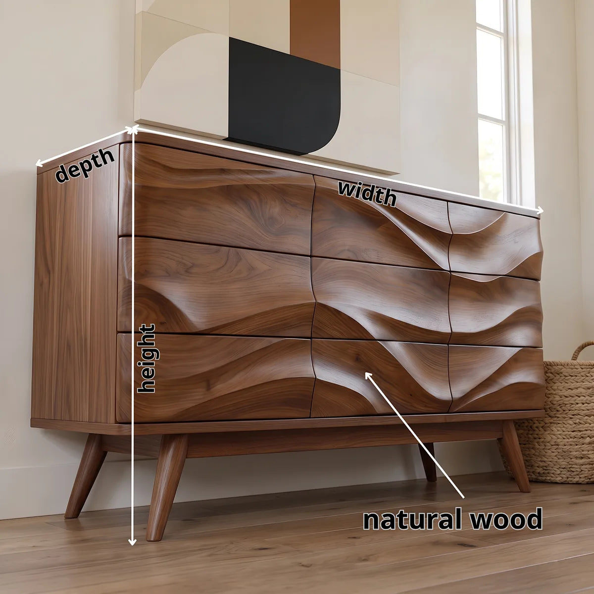Sculptural Wave Sideboard with Concealed Storage | Modern Statement Storage Cabinet HG021-8RCI9CZ
