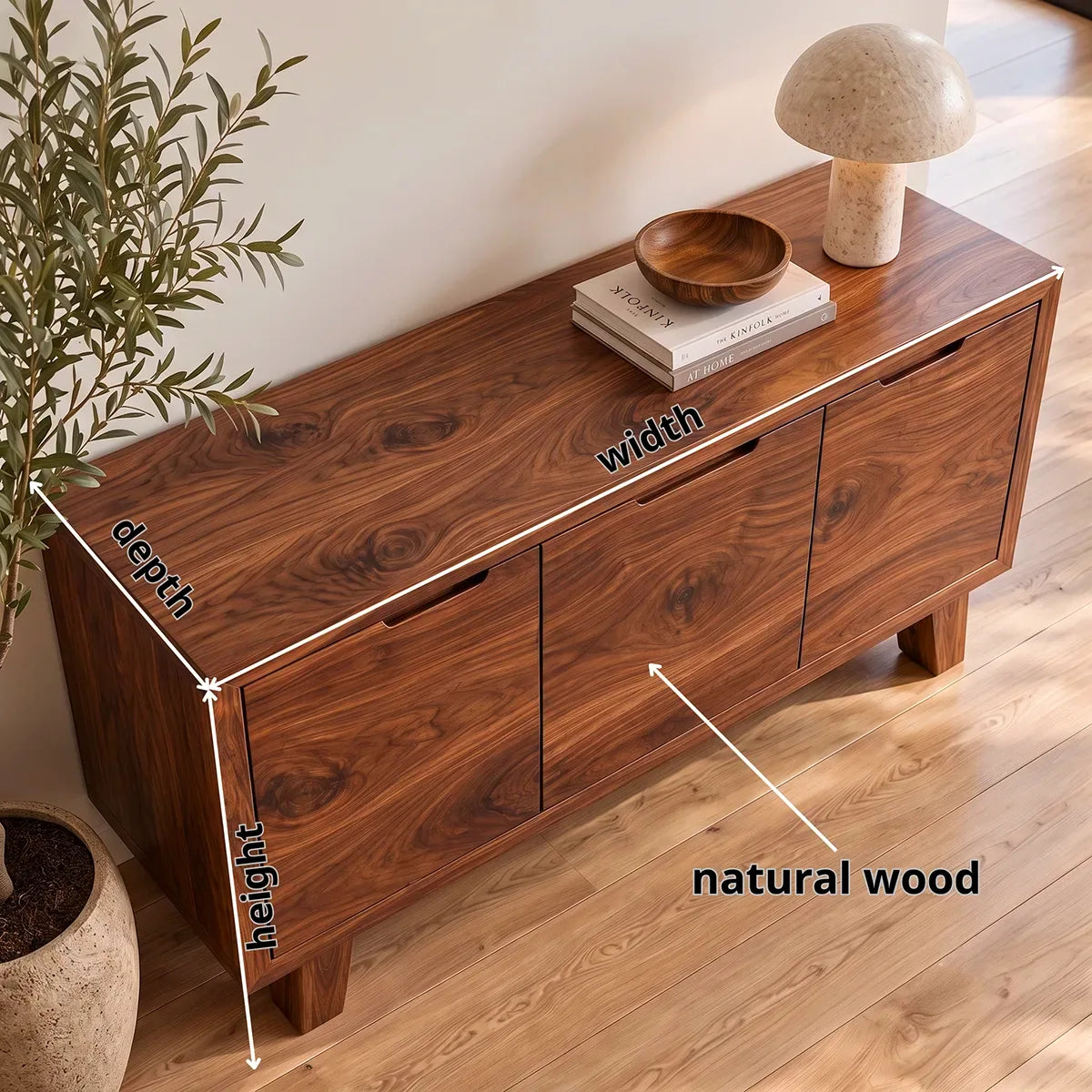 Modern 3-Panel Sideboard with Concealed Storage | Minimalist Living Room Storage Cabinet HG021-3CTB2ZR