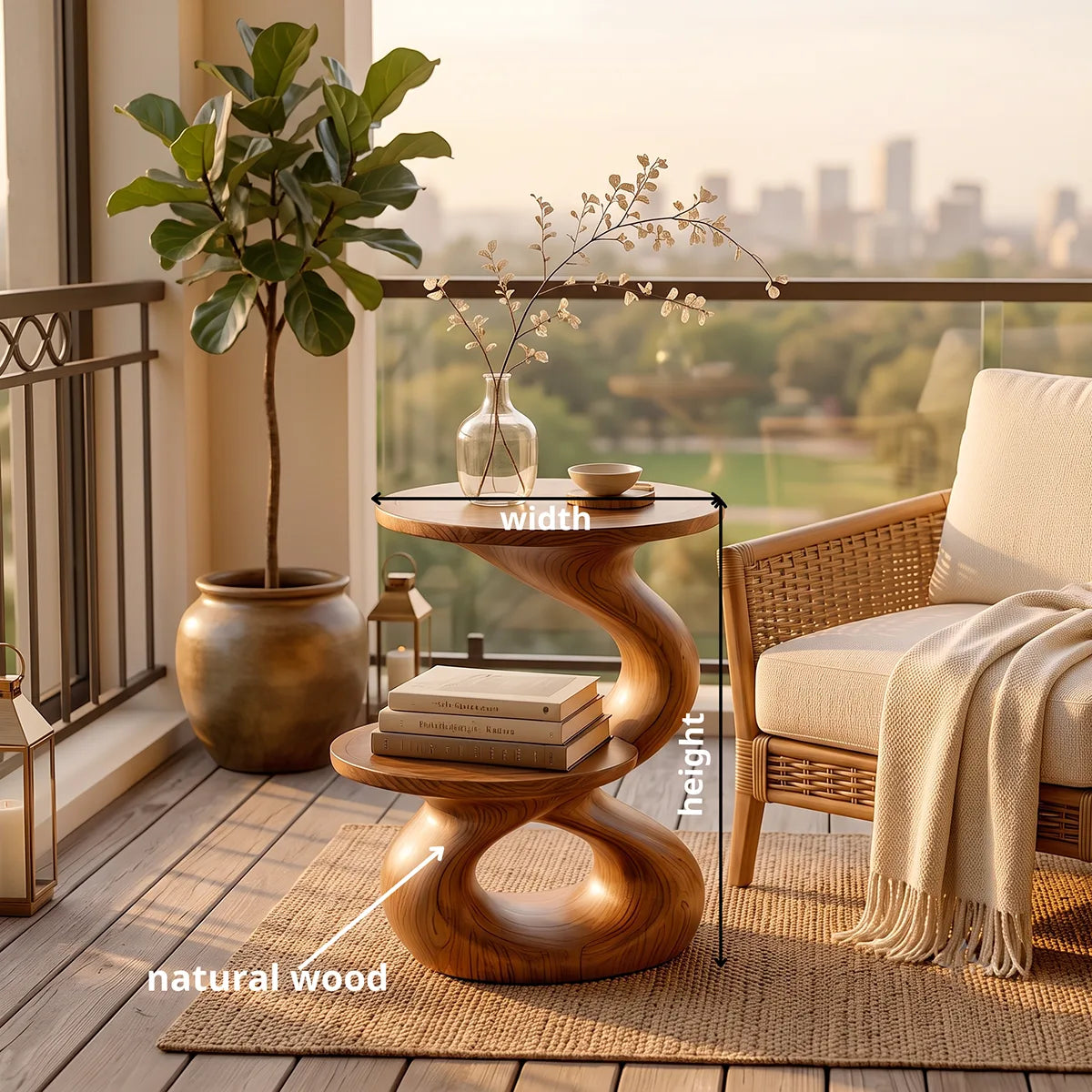 Modern Sculptural Round End Table with Display Shelf | Contemporary Accent Side Table HG021-8NBN5EM