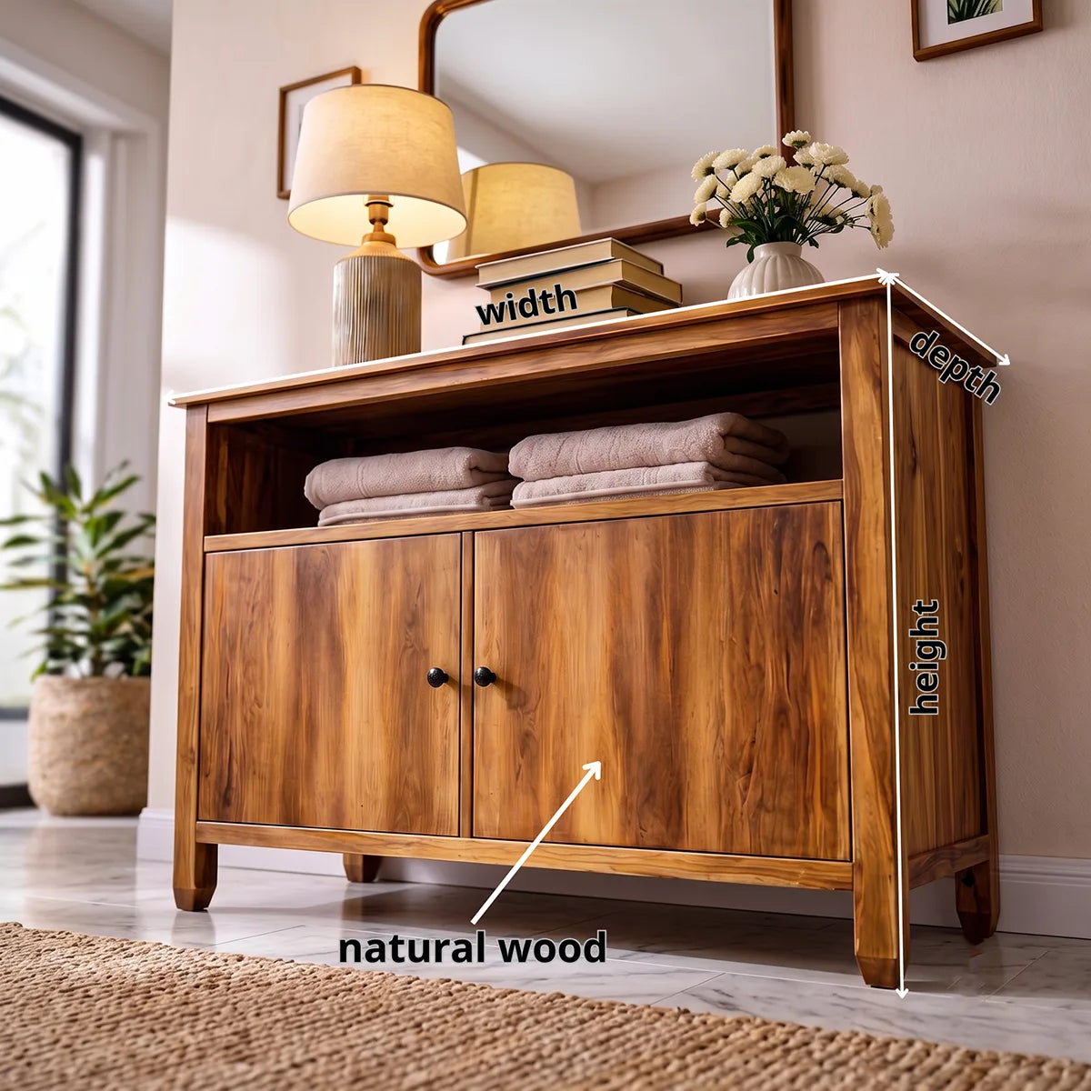 Modern Sideboard with 2 Cabinet Doors and Open Shelf | Versatile Storage Cabinet HG021-7GFQ9LV