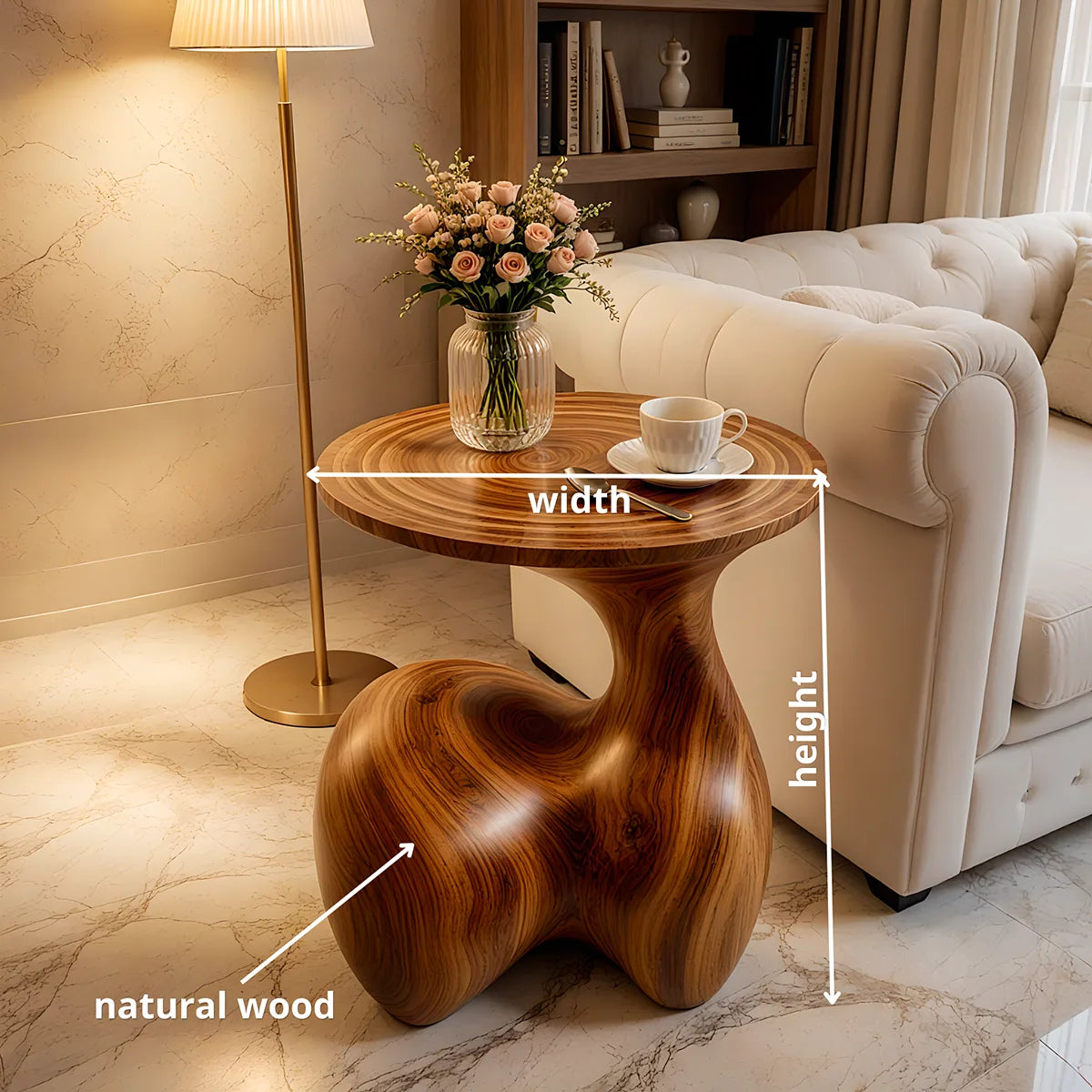 Modern Round End Table | Organic Sculptural Pedestal Side Table HG021-6020
