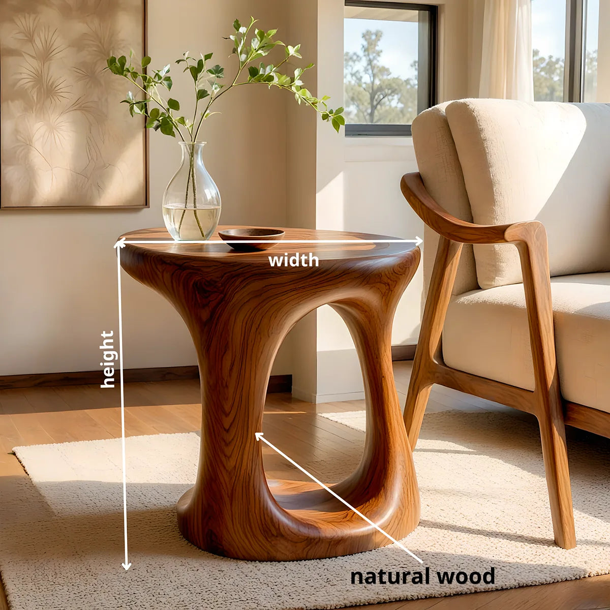 Modern Round End Table | Sculptural Open Pedestal Side Table HG021-5986